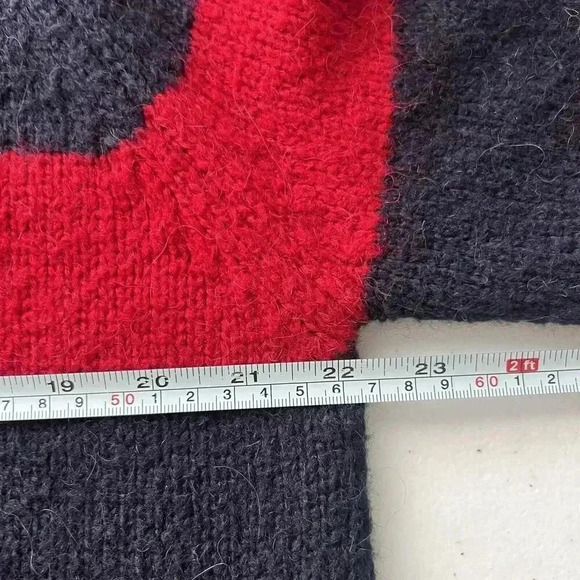 Moly Striped Hooded Ties On Sides Chunky Sweater Sz M Maybe Wool/Mohair Blend - Picture 9 of 10